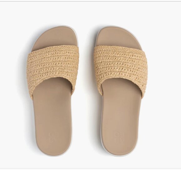 Abeo Tan and White Sandals with Woven Strap - Picture 1 of 6